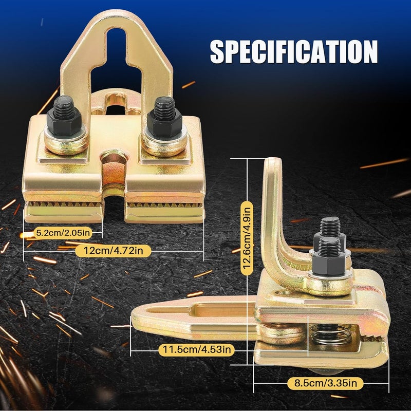 MYFULLY 5 Ton Auto Body Repair Clamp Kit Heavy Duty Right Angle Two-Way Pulling Clamp for Car Frame Straightening & Dent Pulling, Multi-Hook Point Design for Automotive Collision Repair - Image 2